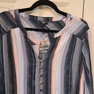 NWT Torrid Womens  Multicolor Striped Button Down Blouse